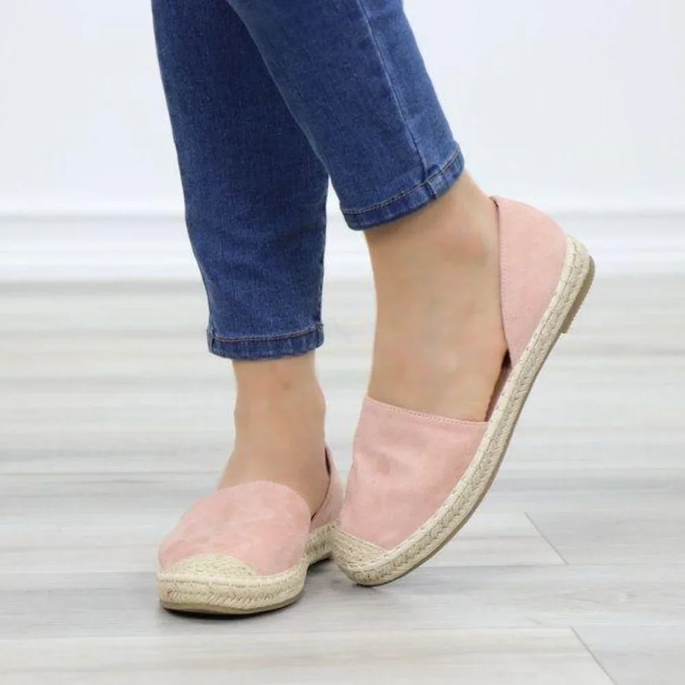 Rose Vegan Suede Flat Slip On Loafer Espadrille - Picture 6 of 12